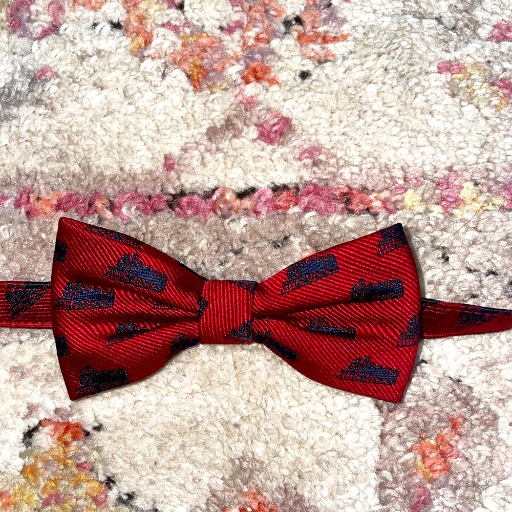 Janie and Jack bow tie for boys, locomotive print